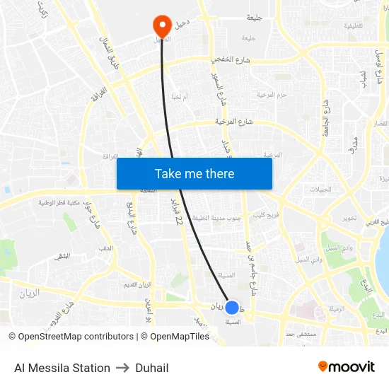 Al Messila Station to Duhail map