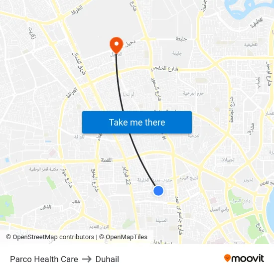 Parco Health Care to Duhail map