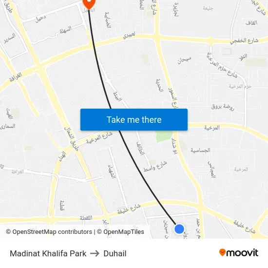Madinat Khalifa Park to Duhail map