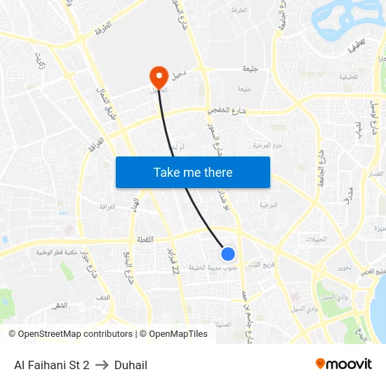 Al Faihani St 2 to Duhail map