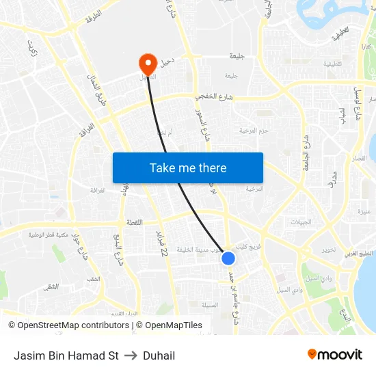 Jasim Bin Hamad St to Duhail map