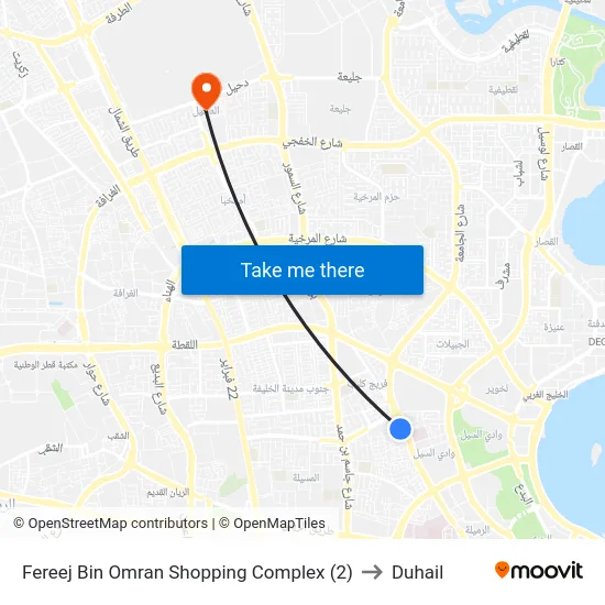 Fereej Bin Omran Shopping Complex (2) to Duhail map