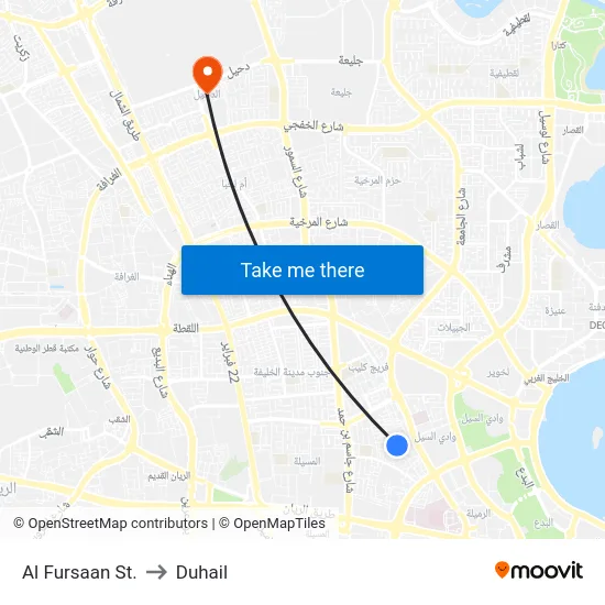 Al Fursaan St. to Duhail map