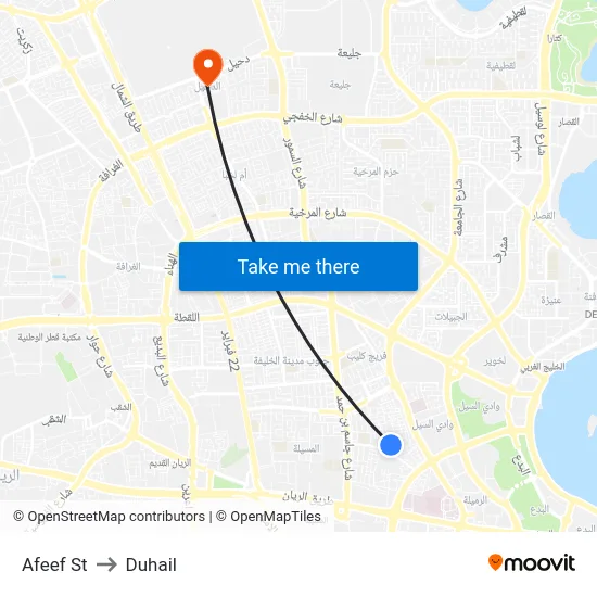Afeef St to Duhail map