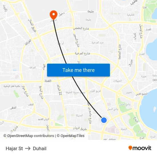 Hajar St to Duhail map