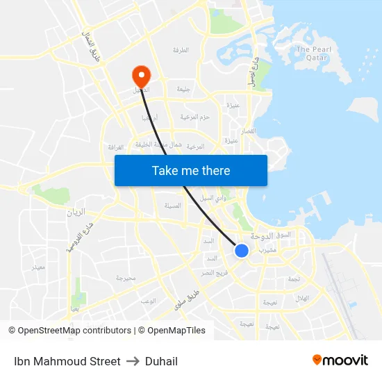 Ibn Mahmoud Street to Duhail map