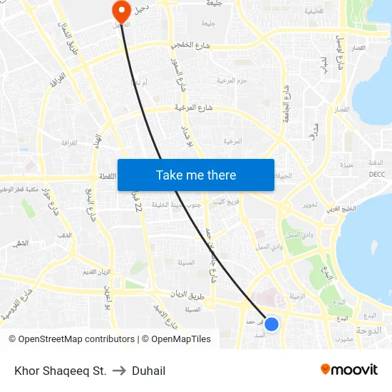 Khor Shaqeeq St. to Duhail map