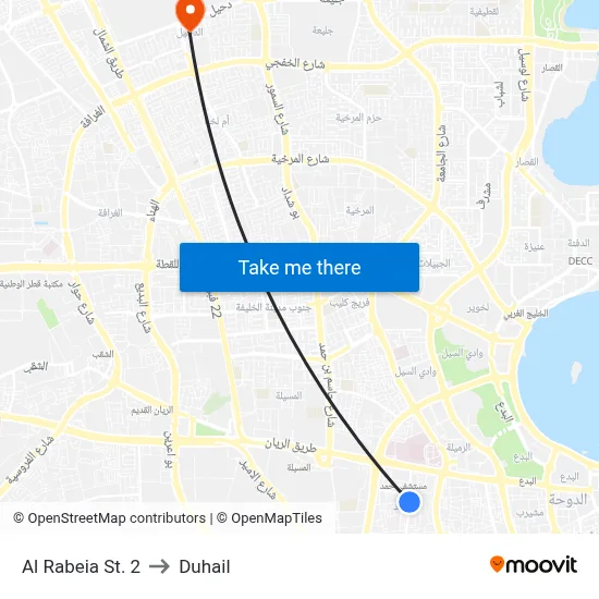 Al Rabeia St. 2 to Duhail map