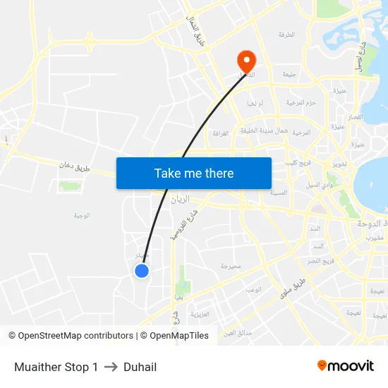 Muaither Stop 1 to Duhail map