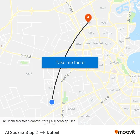 Al Sedaira Stop 2 to Duhail map