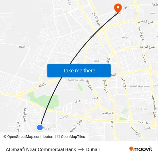 Al Shaafi Near Commercial Bank to Duhail map