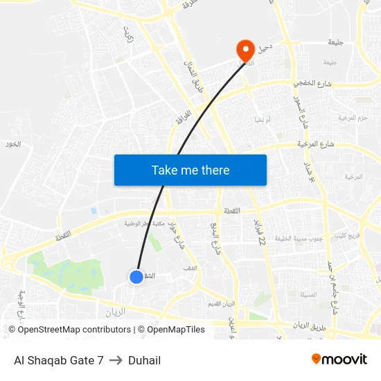 Al Shaqab Gate 7 to Duhail map