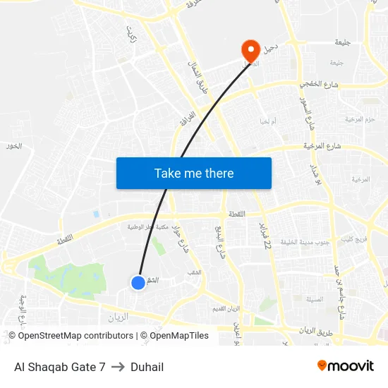 Al Shaqab Gate 7 to Duhail map