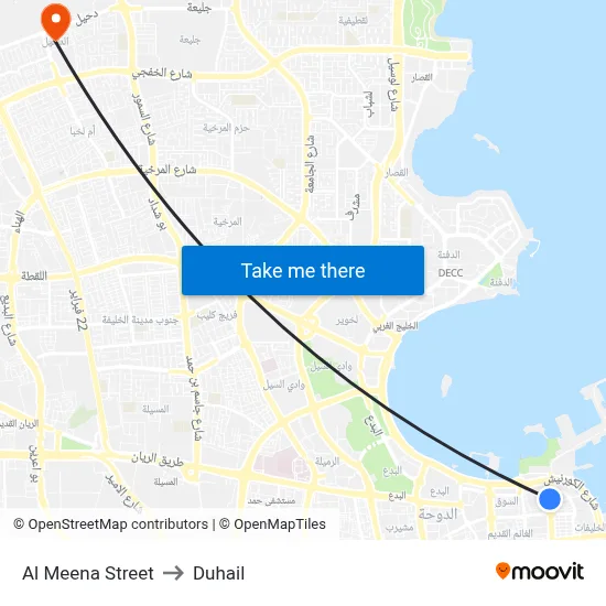 Al Meena Street to Duhail map