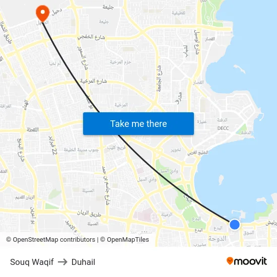 Souq Waqif to Duhail map