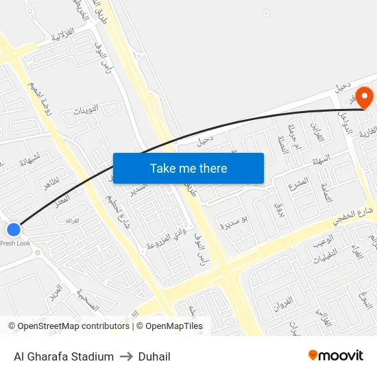 Al Gharafa Stadium to Duhail map