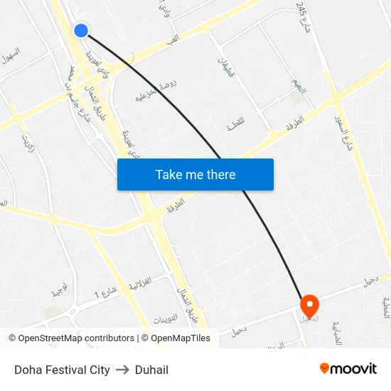 Doha Festival City to Duhail map
