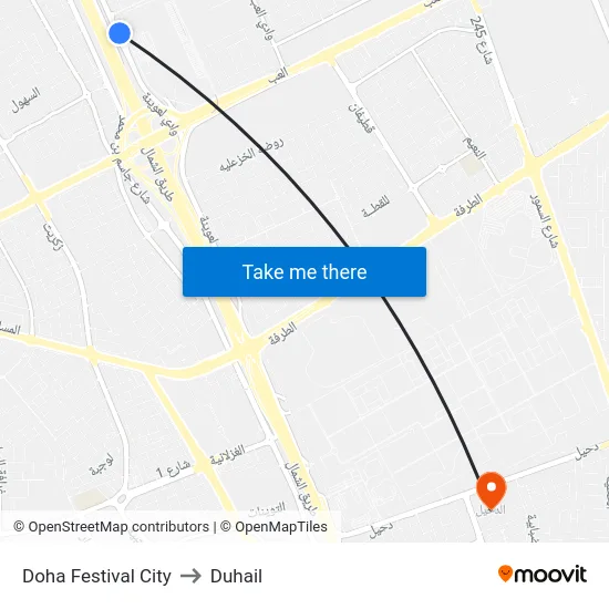 Doha Festival City to Duhail map