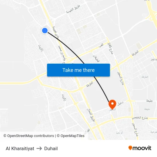 Al Kharaitiyat to Duhail map