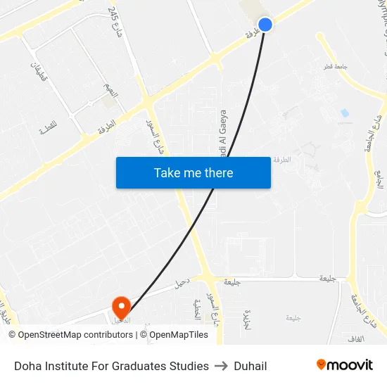 Doha Institute For Graduates Studies to Duhail map