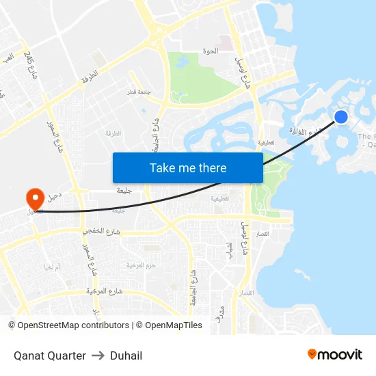 Qanat Quarter to Duhail map