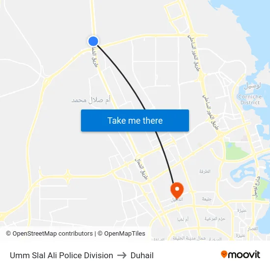 Umm Slal Ali Police Division to Duhail map