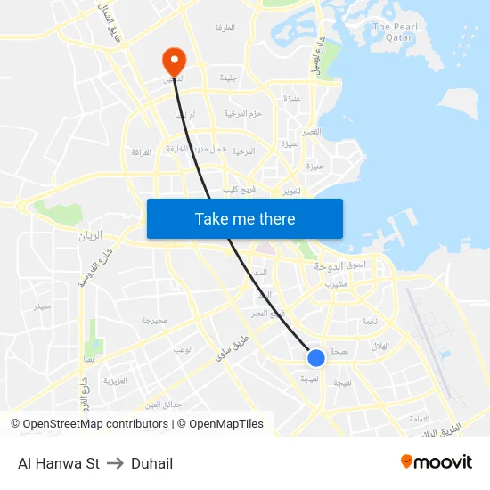 Al Hanwa St to Duhail map