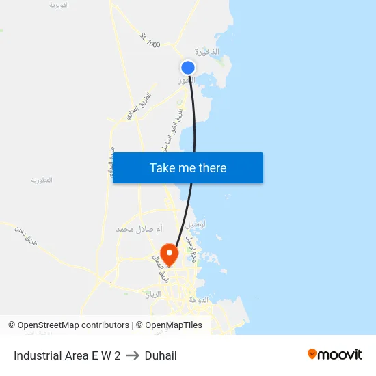Industrial Area E W 2 to Duhail map