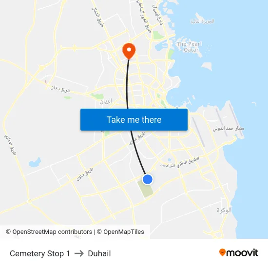 Cemetery Stop 1 to Duhail map