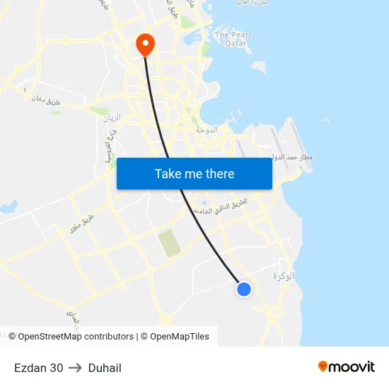 Ezdan 30 to Duhail map