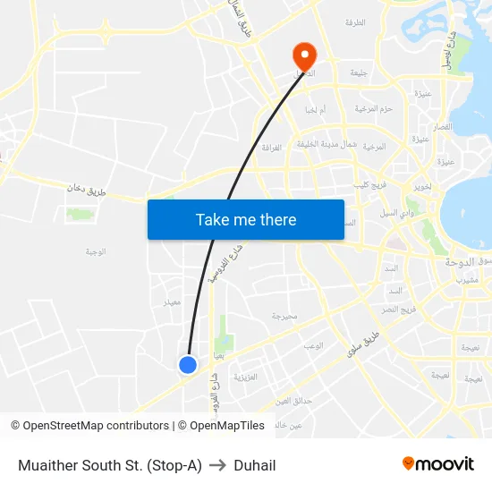 Muaither South St. (Stop-A) to Duhail map
