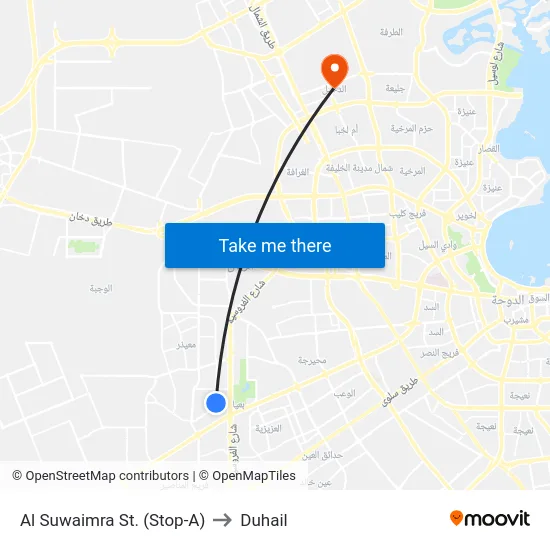 Al Suwaimra St. (Stop-A) to Duhail map