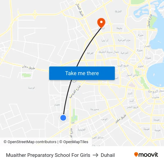 Muaither Preparatory School For Girls to Duhail map