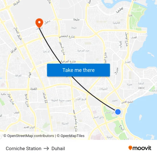 Corniche Station to Duhail map