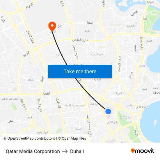 Qatar Media Corporation to Duhail map