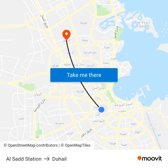Al Sadd Station to Duhail map