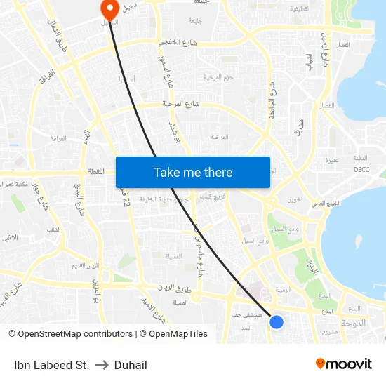 Ibn Labeed St. to Duhail map
