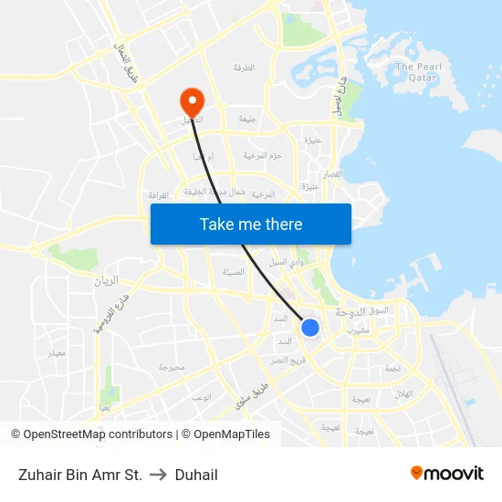 Zuhair Bin Amr St. to Duhail map