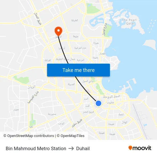 Bin Mahmoud Metro Station to Duhail map