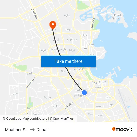 Muaither St. to Duhail map