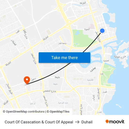 Court Of Casscation & Court Of Appeal to Duhail map