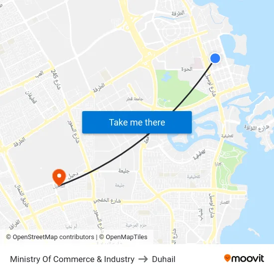 Ministry Of Commerce & Industry to Duhail map
