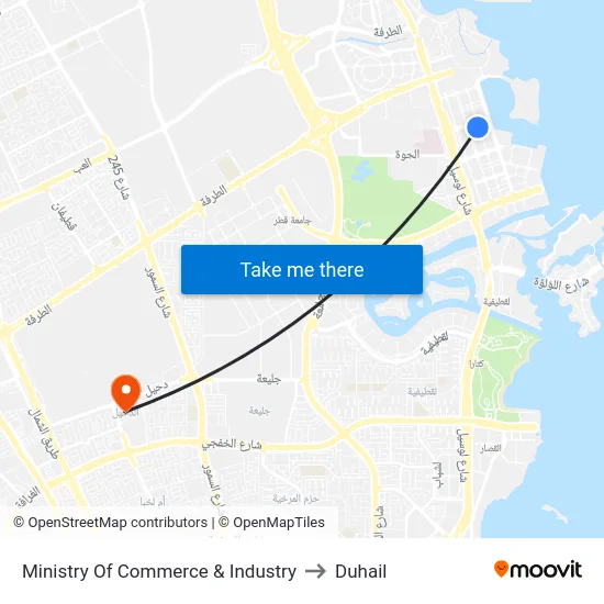 Ministry Of Commerce & Industry to Duhail map