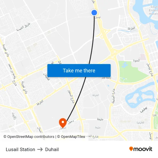 Lusail Station to Duhail map
