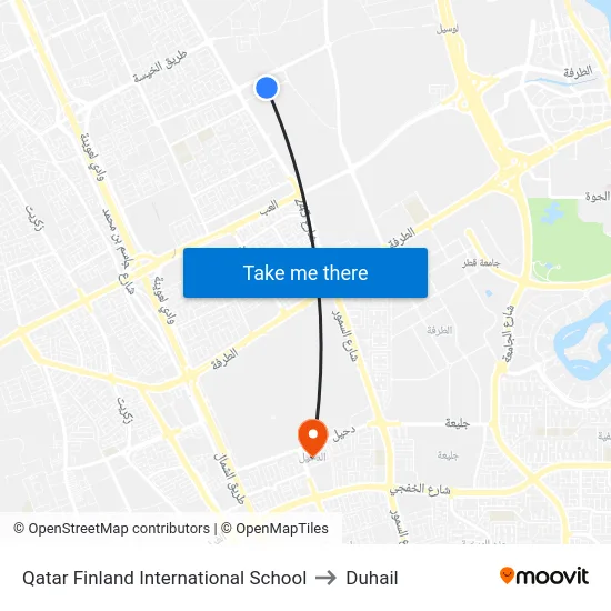 Qatar Finland International School to Duhail map