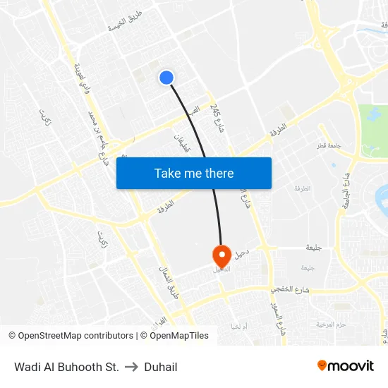 Wadi Al Buhooth St. to Duhail map