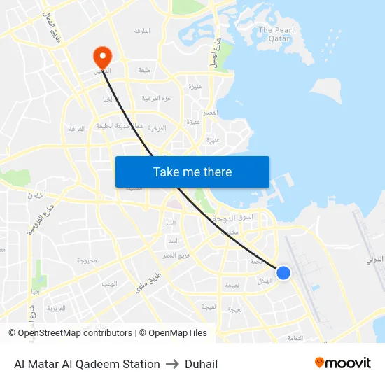 Al Matar Al Qadeem Station to Duhail map