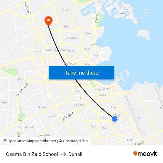 Osama Bin Zaid School to Duhail map
