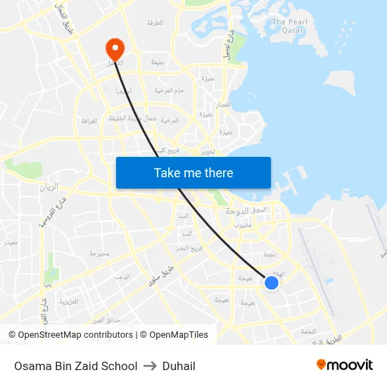 Osama Bin Zaid School to Duhail map