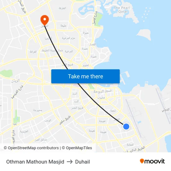 Othman Mathoun Masjid to Duhail map